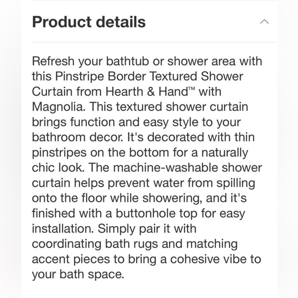 HEARTH & HAND NWT pinstripe border textured shower curtain -blue - Picture 4 of 9